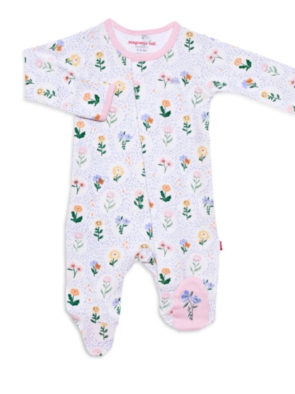 0-3mo Magnet Me Abbey Floral 100% Cotton Footie